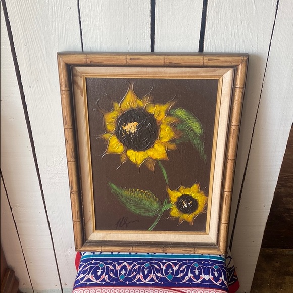Vintage sunflower painting made in Mexico